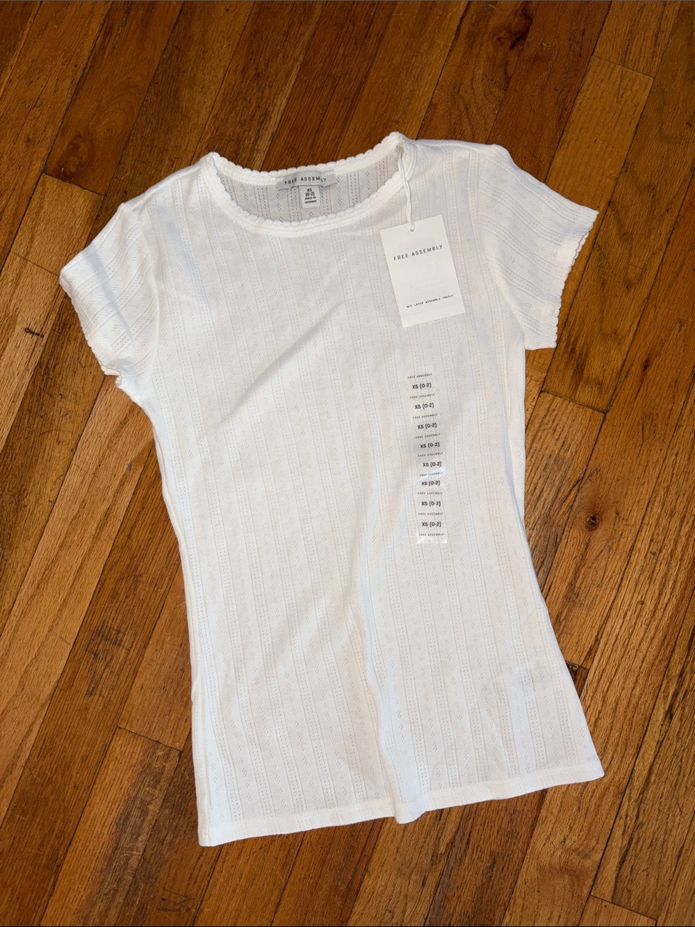 Free Assembly White Short Sleeve Knit Top NWT